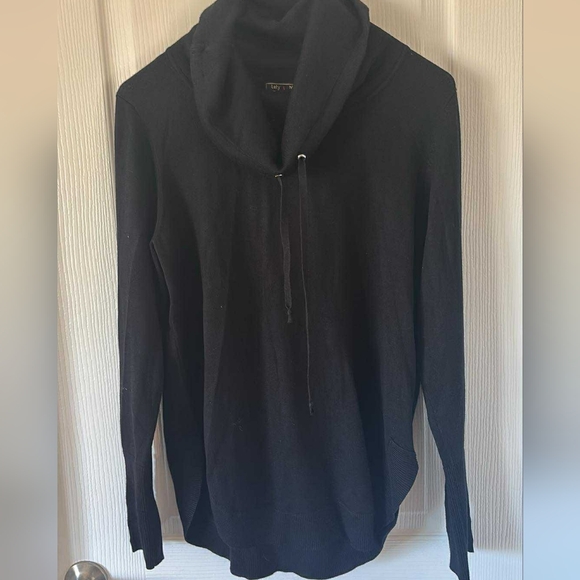 Lety & Me Sweaters - Chic Black Cowl Neck Sweater Grommets On Sleeve